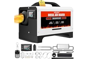 VELPAX Riscaldatore d'Aria Diesel all-in-One 8KW 12V 24V 220V riscaldatore d'Aria Diesel con silenziatore, LCD e Telecomando Riscaldamento rapido per Camper,Macchine,Camion,Barche,Autobus