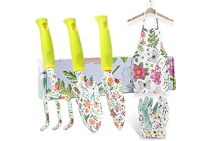 Stanew Narzędzie ogrodnicze, zestaw narzędzi ogrodowych z fartuchem i rękawicą - prezenty ogrodnicze dla kobiet, 3-częściowy zestaw narzędzi ogrodowych, zestaw, do wewnątrz i na zewnątrz, kielnia ręczna do sadzenia, widelec do pielenia, ergonomiczny uchwyt