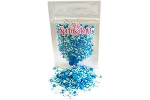 Sprinkletti - Blue Mix - Mini Pouch - 30g. This colourful mix of turquoise & dark blue sprinkles includes confetti, pearls & sprinkles & is ideal for all your cakes & bakes. (Blue Mix).