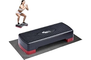 ‎KM KM FIT KM-Fit Fitness Stepper | Steppbrett Aerobic Stepper für zuhause | Step-Bench 2-fach höhenverstellbar | Belastbarkeit bis 200 kg | Gymnastik Home-Stepper mit Anti-Rutsch-Matte | Aerobic Steppbank