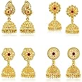 VFJ VIGHNAHARTA FASHION JEWELLERY Vighnaharta Gold Plated alloy Jhumki Earring Combo set for Women & Girls - (Pack of- 4 Pair Jhumki Earring)