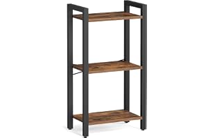 VASAGLE Bokhylla med 3 hyllplan, Bibliotek, Hylla för kontor, arbetsrum, vardagsrum, sovrum, 24 x 40 x 76,4 cm, Industriell