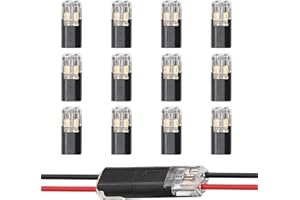 DEWFIGS ㅤ 12 Pièces Connecteur Etanche 2 Fils, Connecteur Electrique Rapide, Connecteur Épissure 2 Broches Connecteur de Prise Automatique Étanches pour Câbles 18-22 AWG Conformes à UL-94-V0 pour Véhicules, LED