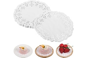 FDCLIXUVOL Tortenspitze, 200 Stück 9cm Spitzenpapier für Kuchen Tortenunterlage Rund Küche Backpapier Tischset Papier für Geburtstag Hochzeit Party Kuchen Pizza Pappteller, Weißes