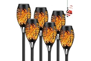 BOOTEEK Lampes solaires pour jardin extérieur, Lumière Solaire Extérieure Flamme Dynamique réaliste étanche IP65 pour décorer le Jardin, la Terrasse, le Chemin, la Pelouse- Paquet de 6