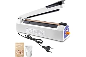 BORDEAG Dispositivo de sellado térmico de 200 mm, máquina de sellado de láminas, sellador de bolsas de calor impulso, máquina de sellado, sellador de plástico, sellador de bolsas, sellado de barras de ancho