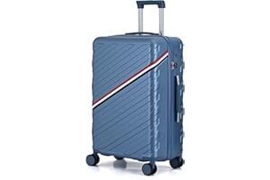 CALDARIUS Medium Suitcase | Lightweight | Hard Shell Suitcases | 4 Silent Dual Spinner Wheels | TSA 3 Digit Combination Lock | Aluminium Telescopic Handle | 24'' (Blue, Medium)