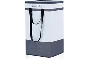 ROSOS 100 L Collapsible Laundry Basket With Extended Double Handle - Foldable Hamper for Bedroom, Bathroom, Dorm Storage, Clothes, Toys - 1 Pack, Black