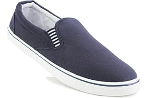 DEK Mens Slip On Canvas Flat Boat Yachting Deck Plimsoll Espadrilles Casual Pumps Trainers Shoes (Navy, Numeric_9)