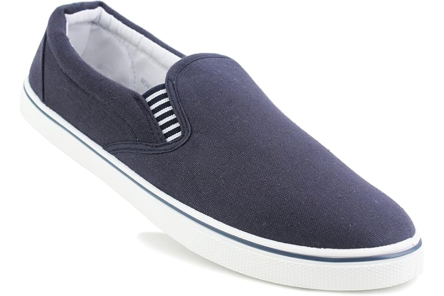 DEK Mens Slip On Canvas Flat Boat Yachting Deck Plimsoll Espadrilles Casual Pumps Trainers Shoes (Navy, Numeric_10)