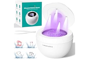 Lumiflexa Ultrasonic Retainer Cleaner, 45000Hz Ultrasonic Cleaner with 4 UV-Light & 4 Cleaning Modes, 200ML - Retainer Cleaner Machine for Dentures, Aligner, Toothbrush Head, Jewelry (White)