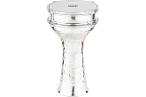 Meinl Percussion Aluminum Series Darbuka - Medium-Large Handdrum - With Synthetic Head - Diameter 6.5 Inches - Hand Hammered - Aluminum, Silver (HE-112)