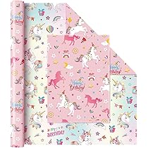 WERNNSAI Einhorn Geschenkpapier - 43cm X 5m Rolle Mit Niedlichem Einhorn Design
