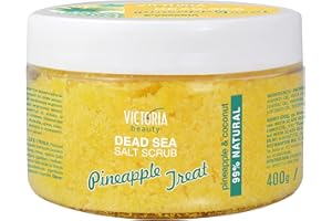 Victoria Beauty Gommage exfoliant pour le visage, les lèvres et le corps au sel de la mer Morte à l'ananas et à la noix de coco 99 % naturel avec plus de 90 % de sel de la mer Morte, 400 g