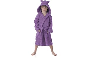 DHESTIA HOME - Albornoz Niños y Niñas 100% Algodón Natural Capucha con Orejas - Color Morado, Talla Talla 6/8 Años