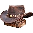 HADZAM Crocodile Theme Leather Cowboy Hat for Men Women Shapeable into Outback hat Durable Leather Hats for Men | Western hat