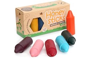 Honeysticks 100% Pure Beeswax Crayons (12 Pack) - Non Toxic Crayons, Safe for Babies and Toddlers, For 1 Year Plus, Handmade in New Zealand with Natural Beeswax and Food-Grade Colours, Eco-Friendly