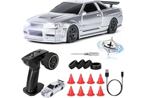JONRRYIN RC Auto Drift Pro 1:43, Macchina Telecomandata Drift, Mini Drift Car, Micro Macchina Telecomandata con Luce LED, 15km/h, Auto Giocattolo per Bambini di 14 Anni (Grigio Pro-Gyro)