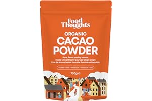 Food Thoughts 100% Organic Cacao Powder (750g) | Natural, Non-Alkalised, Sugar Free & Ethical | Single Origin | Soil Association Certified | High in Iron, Magnesium, Potassium | Vegan | Gluten-Free