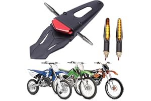 JMTBNO Feu Stop Arrière LED Rouge pour Moto Tout Terrain avec Ambre Clignotant Universel pour Dirt Bike Pit Bike Enduro Motorcross (lentille rouge)