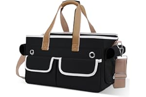 ALLSOPETS Trasportino per Cani, Borsa Porta Cani Portatile per Gatti, Cuccia per Animali Domestici con Lati Morbidi, Gabbia da Viaggio per Cane con Guinzaglio di Sicurezza Regolabile, Nero