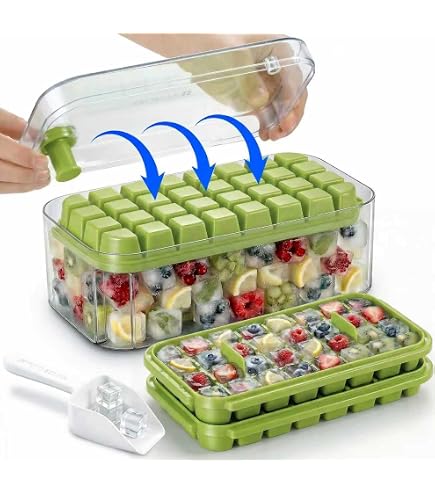 Tragbarer Eisbereiter Mit Deckel & Aufbewahrungsbox – 48 Eiswürfel Auf Knopfdruck, 2-in-1, Stapelbar, Lebensmittelecht – Weiß (