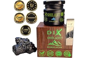 DIX Resina di SHILAJIT dell'Himalaya ✦ 100 Porzioni ✦ Alta Quota ✦ Senza Metalli Pesanti ✦ Senza Contaminazioni ✦ Ricco di Oligoelementi ✦ Rapporto 60:1 ✦ 100% Naturale ✦ Senza Trattamenti Chimici ✦