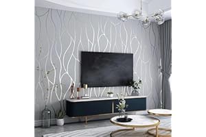 Swehooirt 9,5 m x 0,53 m Vliestapete grau silber Mustertapete Elegance Tapete im skandinavischen Design silber glitzer streifen tapete Wandtapete wohnzimmer schlafzimmer flur strukturtapete