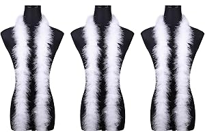 ARROMI 3 Stück Federboa Weiß, Weiße Federn, Weiß Weihnachten Girlande, Weihnachtsgirlande, Weiss Federn Weiß, Weihnachtsbaum Schmal Federn, Weiße Federn Dekorationen (Weiß)