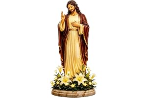 Trädgårdsstaty av Mary Bright Harts Dekorativ Staty LED | Saint Mother Mary Dekoration För Trädgård, Uteplats, Deck, Balkong, Gräsmatta, Gård, Kyrka