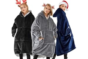 IVYH Bluza z kapturem koc, ponadwymiarowy ciepły koc Sherpa do noszenia na zamek błyskawiczny bluza z kapturem dla kobiet mężczyzn - super miękka wygodna olbrzymia bluza z kapturem duża przednia kieszeń - jeden rozmiar pasuje do wszystkich