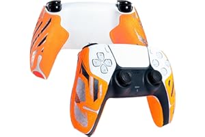 Controller-Griffe für PS5 DualSense, kompatibel mit Playstation Portal, Skin-Kit, Anti-Rutsch, Multi-Textur, Schweißabsorption, vorgefertigte Griffstreifen, von SHADOW BOOLT (Orange, Blau & Silber)