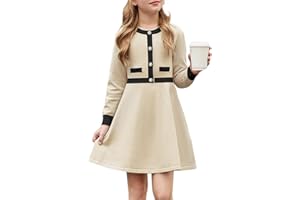 Arshiner Robe Fille Hiver Enfants Soirée en Tricot Chaud Fête Élégante à Manches Longues Robes pour Filles 6-14 Ans