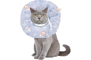 Ducomi Molly Collare Recupero Gatto – Collarino Elisabettiano Protettivo e Regolabile Cane - Protegge senza Fastidio o Limitare i Movimenti, Guarigione Intervento Chirurgico e Ferite (S, Blue Lion)