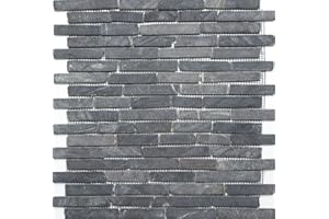 CONWIRE Mosaik-Netzwerk Carrelage de mosaïque Marquina marbre pierre naturelle pour cuisine: 25-105 x 15 x 8 mm, dimensions de la feuille : 305 x 305 mm, 1 feuille/tapis Gris Anthracite - Noir (Imprégné)