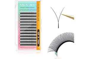 NAGARAKU YY Pestañas Suministros Y Lash Abanicos Prefabricados 4D Volumen Ruso Cruz YY Pestañas Tejidas a Mano Malla en Forma Y Eyelash Extension Wispy Cluster Negro Mate 12 Filas(0.07 D Curl 11mm）
