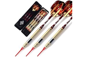 CUESOUL 16g Juego de Dardos de Punta Suave Duradero 6 Ejes 3 vuelos 3 barriles + Caso Delgado para dardo electrónico