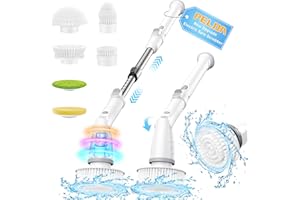 PELDA Electric Spin Scrubber Cleaning Brush with 6 Brush Heads and Adjustable Long Handle with 3 Modes Angle, 520 RPM Shower Power Scrubber for Bathroom, Swimming Pool, Tub, Grout, Tile, Gap, Floor, Sink