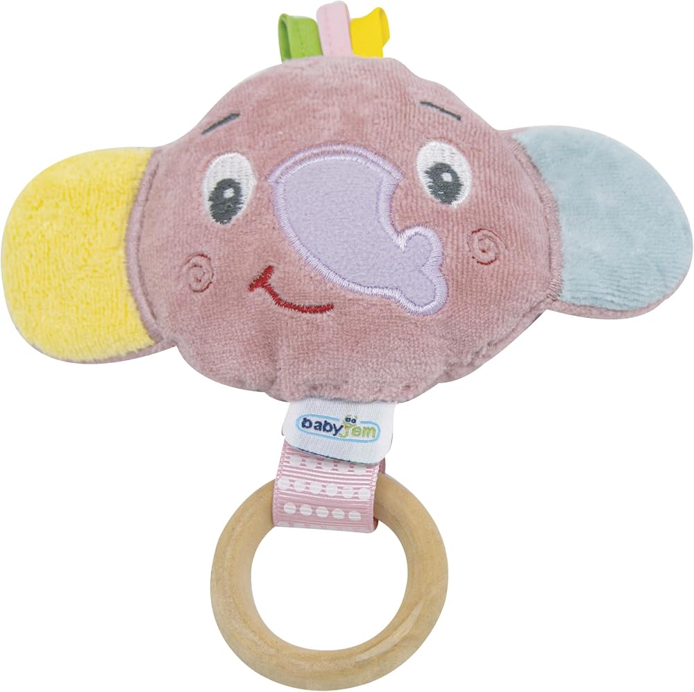 Babyjem Ahşap Halkalı Küçük Oyuncak Fil (Gül Kurusu)