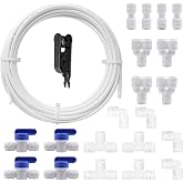 HAXIHA 10 Metres Universal Water Supply Hose, 1/4 Inch Refrigerator Hose Connector Kit (Y + T + I + L Combo + Shut-off Valve)