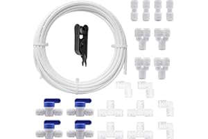 HAXIHA Wasserzulaufleitung Universal Anschluss-Set 10 M,Kühlschrankschlauch,20 Stück RO Water Filter Fitting Schlauchverbinder,für 1/4 Zoll Schlauch.Wasserschlauch(Y+T+I+L Typ Combo+Absperrventil)