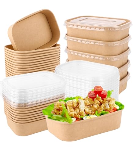 YIMINI Kraftpapieren schaal, Take Away kraftpapieren doos, wegwerp