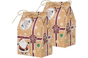 Allbusky 30PCS Christmas Party Gift Boxes, Xmas Party Favour Boxes, House Shape Kraft Paper Candy Boxes, Creative Party Packs for Christmas Xmas Party Decorations