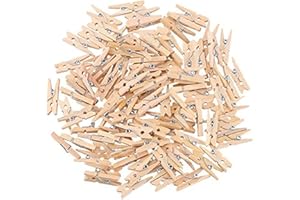 FINGOOO 100 Pieces Mini Wooden Pegs Natural Wood Clips Photo Pins for DIY Craft