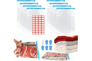 XIEJ 8 Stück Vakuumbeutel für Kleidung zum Rollen, Vakum Tüten Kleidung, Wiederverwendbar Kompressionsbeutel Reise für Kleidung Reisen Reisegepäck, 60 x 40 cm