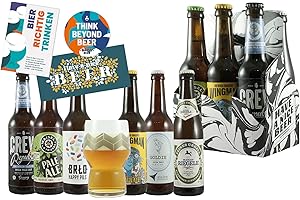 HAPPYBEER Craft Beer 6er Träger - 6 ausgezeichnete Premium Biere inkl. Gratis Glas, Bier Booklet, Bierdeckel und Geschenkkarte, Bier Geschenke für Männer, Bier Geschenk, Craftbeer Geschenk Paket