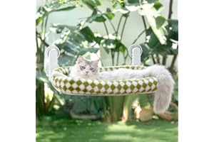 GUUSII HOME Hamac Chat Fenetre Pliable Panier Perchoir Suspendu Lit pour Petite et Grande Chats Ventouse Support Transat Etagere Coussin Chaise Interieur Tapis Réversible 54 * 30cm (Vert, M)