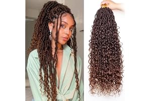 Mscat 8 Packs Ombre Goddess Faux Locs Crochet Hair Soft Locs With Curly Ends Pre-looped Synthetic 24Inch Bohemian Locs Crochet Braids Hair Extensions (12Strands/Pack T30#)