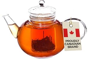 GROSCHE Monaco Hand-Blown Glass Infuser Teapot, 1200 ml Capacity.