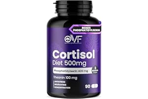 PARAFARMACIA, ORGANIC VITAMINS & FOOD Cortisol Diet 500mg Phosphatidylserin 400mg + L-Theanin 100mg 90 Kapseln Cortisol Senken Und Sich Konzentrieren Cortisol Blocker Unterstützt Gedächtnis und Konzentration Glutenfrei Made in Italy